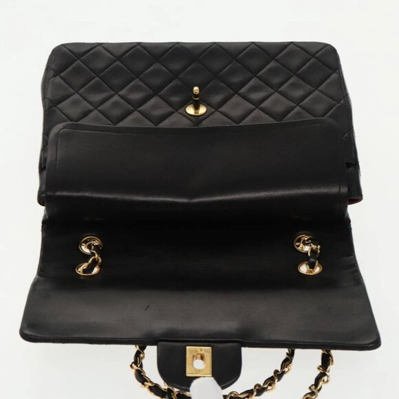 CHANEL Matelasse Chain Hand Bag Lamb Skin Black Gold CC Auth 95715AV - Picture 12 of 16